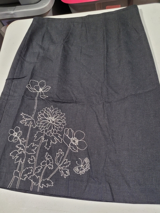 Edward Dresses & Skirts - Black Pencil Skirt with White Floral Embroidery